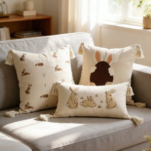 2027 Easter Bunny Decoration18 Inch Embroidery Throw Pillow Case Covers Gift for Holiday Home Decoration